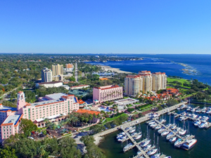 Aerial of Downtown St Pete, Venoy Hotel 