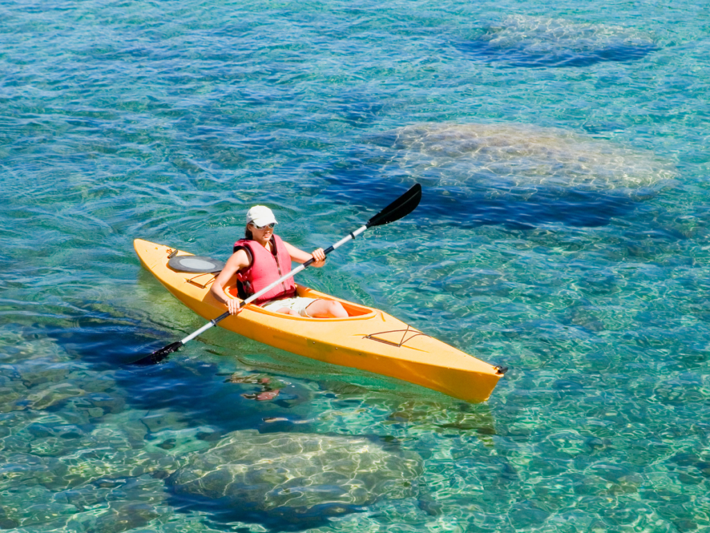 girl kayaking in January - outdoor activities in St. Petersburg