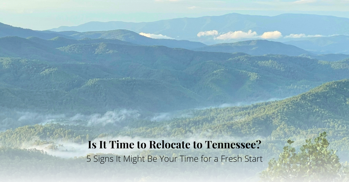 Scenic view of the Smoky Mountains in East Tennessee with early morning mist and layered ridges